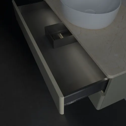 Bild von VILLEROY BOCH Antao Waschbeckenunterschrank, mit Beleuchtung, 2 Auszüge, 1000 x 360 x 500 mm, Front ohne Struktur, Stone Grey Matt Lacquer / Botticino #L20013HK