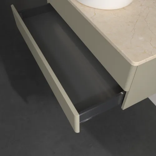 Bild von VILLEROY BOCH Antao Waschbeckenunterschrank, mit Beleuchtung, 2 Auszüge, 1000 x 360 x 500 mm, Front ohne Struktur, Stone Grey Matt Lacquer / Botticino #L20013HK