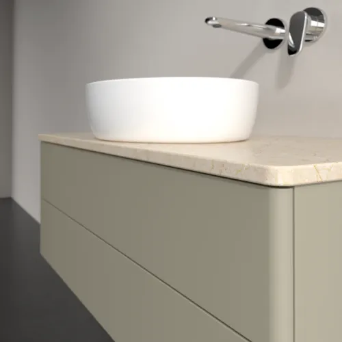 Bild von VILLEROY BOCH Antao Waschbeckenunterschrank, mit Beleuchtung, 2 Auszüge, 1000 x 360 x 500 mm, Front ohne Struktur, Stone Grey Matt Lacquer / Botticino #L20013HK