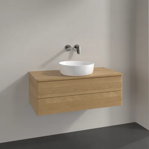 Bild von VILLEROY BOCH Antao Waschbeckenunterschrank, mit Beleuchtung, 2 Auszüge, 1000 x 360 x 500 mm, Front ohne Struktur, Honey Oak / Honey Oak #L20011HN