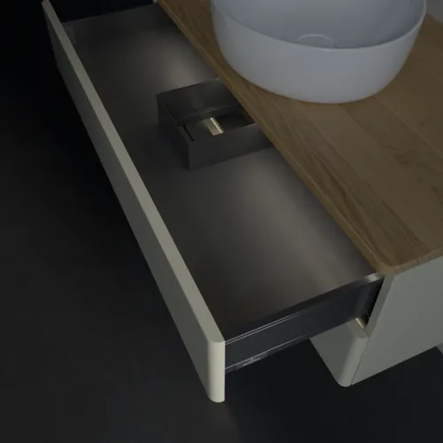 Bild von VILLEROY BOCH Antao Waschbeckenunterschrank, mit Beleuchtung, 2 Auszüge, 1000 x 360 x 500 mm, Front ohne Struktur, Silk Grey Matt Lacquer / Honey Oak #L20011HJ