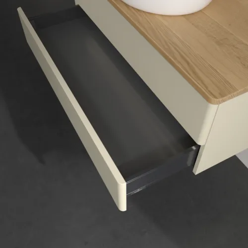 Bild von VILLEROY BOCH Antao Waschbeckenunterschrank, mit Beleuchtung, 2 Auszüge, 1000 x 360 x 500 mm, Front ohne Struktur, Silk Grey Matt Lacquer / Honey Oak #L20011HJ