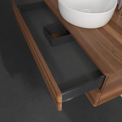 Bild von VILLEROY BOCH Antao Waschbeckenunterschrank, mit Beleuchtung, 2 Auszüge, 1000 x 360 x 500 mm, Front ohne Struktur, Warm Walnut / Warm Walnut #L20052HM