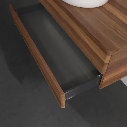 Bild von VILLEROY BOCH Antao Waschbeckenunterschrank, mit Beleuchtung, 2 Auszüge, 1000 x 360 x 500 mm, Front ohne Struktur, Warm Walnut / Warm Walnut #L20052HM