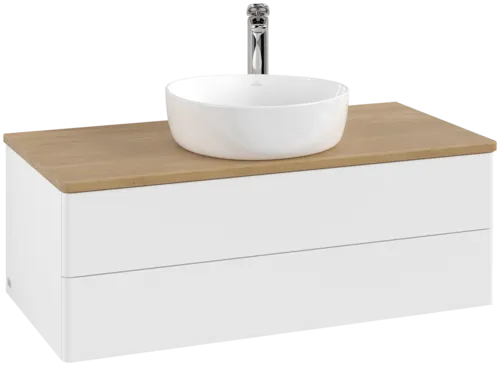 Зображення з  VILLEROY BOCH Antao Vanity unit, with lighting, 2 pull-out compartments, 1000 x 360 x 500 mm, Front without structure, White Matt Lacquer / Honey Oak #L20051MT