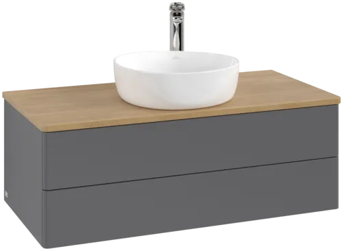 Зображення з  VILLEROY BOCH Antao Vanity unit, with lighting, 2 pull-out compartments, 1000 x 360 x 500 mm, Front without structure, Anthracite Matt Lacquer / Honey Oak #L20051GK