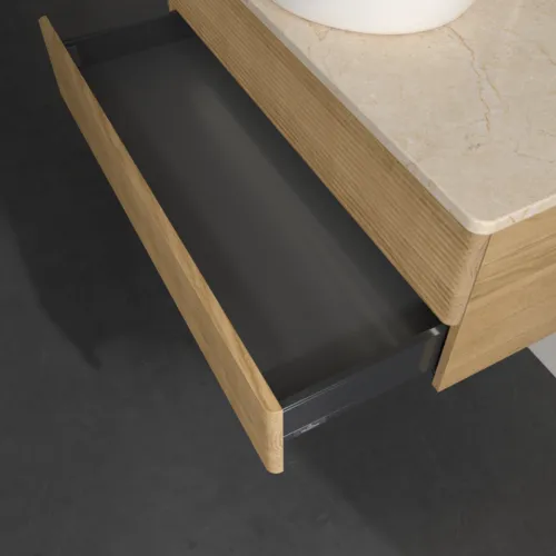 Bild von VILLEROY BOCH Antao Waschbeckenunterschrank, mit Beleuchtung, 2 Auszüge, 1000 x 360 x 500 mm, Front mit Struktur, Honey Oak / Botticino #L20153HN
