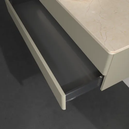 Bild von VILLEROY BOCH Antao Waschbeckenunterschrank, mit Beleuchtung, 2 Auszüge, 1200 x 360 x 500 mm, Front ohne Struktur, Stone Grey Matt Lacquer / Botticino #L21013HK
