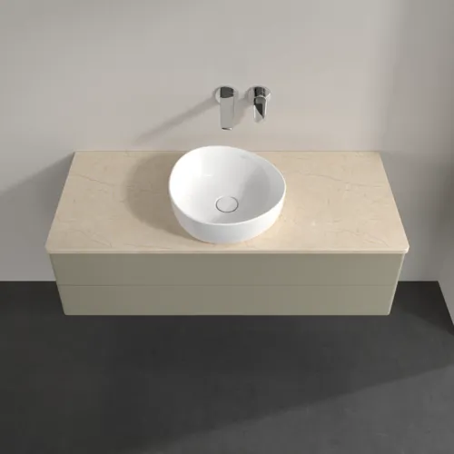 Bild von VILLEROY BOCH Antao Waschbeckenunterschrank, mit Beleuchtung, 2 Auszüge, 1200 x 360 x 500 mm, Front ohne Struktur, Stone Grey Matt Lacquer / Botticino #L21013HK