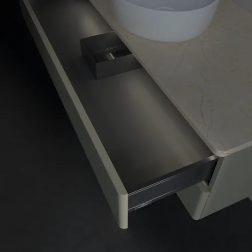 Bild von VILLEROY BOCH Antao Waschbeckenunterschrank, mit Beleuchtung, 2 Auszüge, 1200 x 360 x 500 mm, Front ohne Struktur, Stone Grey Matt Lacquer / Botticino #L21013HK