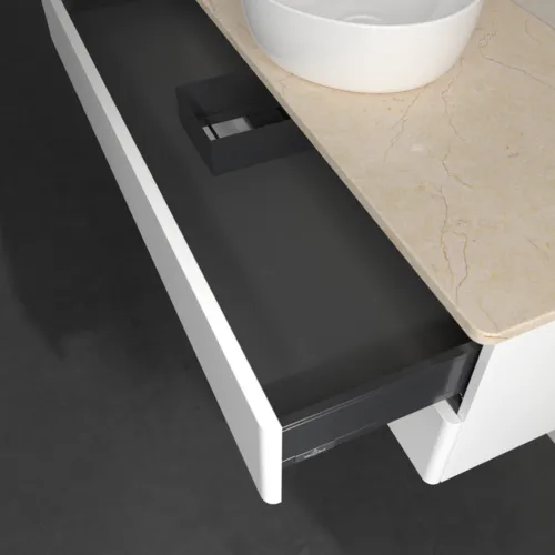 Bild von VILLEROY BOCH Antao Waschbeckenunterschrank, mit Beleuchtung, 2 Auszüge, 1200 x 360 x 500 mm, Front ohne Struktur, White Matt Lacquer / Botticino #L21013MT