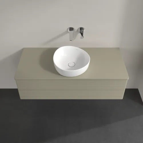 Bild von VILLEROY BOCH Antao Waschbeckenunterschrank, mit Beleuchtung, 2 Auszüge, 1200 x 360 x 500 mm, Front mit Struktur, Stone Grey Matt Lacquer / Stone Grey Matt Lacquer #L21110HK