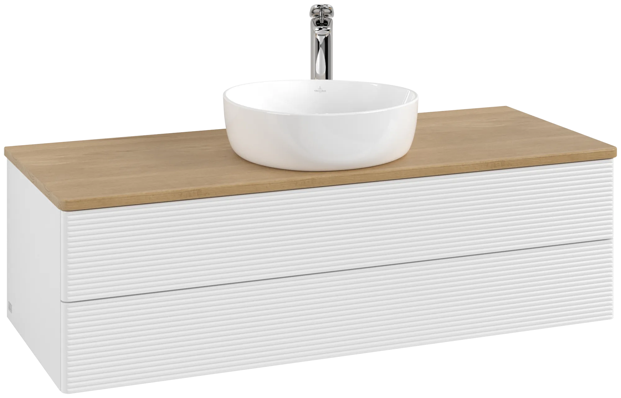 VILLEROY BOCH Antao Vanity unit, with lighting, 2 pull-out compartments, 1200 x 360 x 500 mm, Front with grain texture, Glossy White Lacquer / Honey Oak #L21151GF resmi