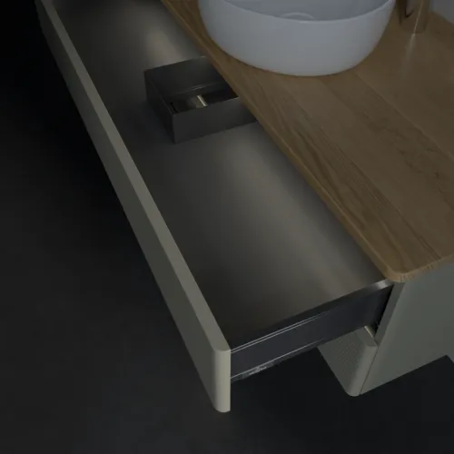 Bild von VILLEROY BOCH Antao Waschbeckenunterschrank, mit Beleuchtung, 2 Auszüge, 1200 x 360 x 500 mm, Front mit Struktur, Stone Grey Matt Lacquer / Honey Oak #L21151HK
