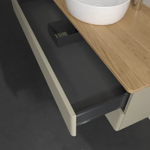 Bild von VILLEROY BOCH Antao Waschbeckenunterschrank, mit Beleuchtung, 2 Auszüge, 1200 x 360 x 500 mm, Front mit Struktur, Stone Grey Matt Lacquer / Honey Oak #L21151HK