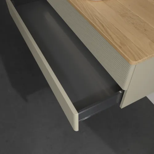 Bild von VILLEROY BOCH Antao Waschbeckenunterschrank, mit Beleuchtung, 2 Auszüge, 1200 x 360 x 500 mm, Front mit Struktur, Stone Grey Matt Lacquer / Honey Oak #L21151HK