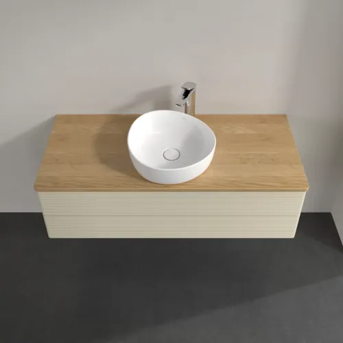 Bild von VILLEROY BOCH Antao Waschbeckenunterschrank, mit Beleuchtung, 2 Auszüge, 1200 x 360 x 500 mm, Front mit Struktur, Silk Grey Matt Lacquer / Honey Oak #L21151HJ