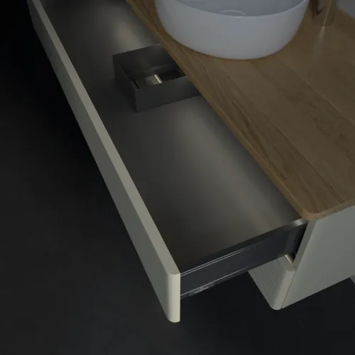 Bild von VILLEROY BOCH Antao Waschbeckenunterschrank, mit Beleuchtung, 2 Auszüge, 1200 x 360 x 500 mm, Front mit Struktur, Silk Grey Matt Lacquer / Honey Oak #L21151HJ