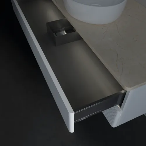 Bild von VILLEROY BOCH Antao Waschbeckenunterschrank, mit Beleuchtung, 2 Auszüge, 1200 x 360 x 500 mm, Front mit Struktur, White Matt Lacquer / Botticino #L21113MT