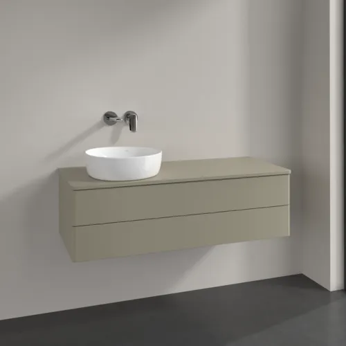 Bild von VILLEROY BOCH Antao Waschbeckenunterschrank, mit Beleuchtung, 2 Auszüge, 1200 x 360 x 500 mm, Front ohne Struktur, Stone Grey Matt Lacquer / Stone Grey Matt Lacquer #L22010HK