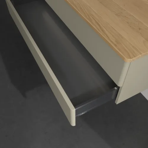 Bild von VILLEROY BOCH Antao Waschbeckenunterschrank, mit Beleuchtung, 2 Auszüge, 1200 x 360 x 500 mm, Front ohne Struktur, Stone Grey Matt Lacquer / Honey Oak #L22011HK