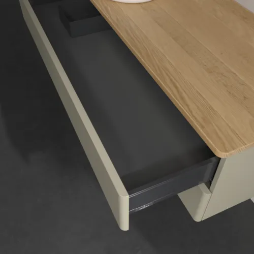 Bild von VILLEROY BOCH Antao Waschbeckenunterschrank, mit Beleuchtung, 2 Auszüge, 1200 x 360 x 500 mm, Front ohne Struktur, Stone Grey Matt Lacquer / Honey Oak #L22011HK