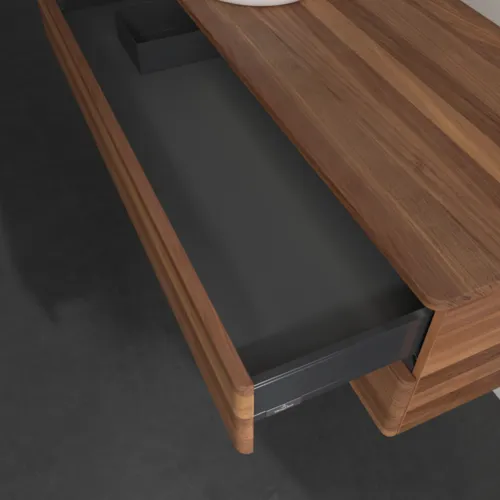 Bild von VILLEROY BOCH Antao Waschbeckenunterschrank, mit Beleuchtung, 2 Auszüge, 1200 x 360 x 500 mm, Front ohne Struktur, Warm Walnut / Warm Walnut #L22012HM