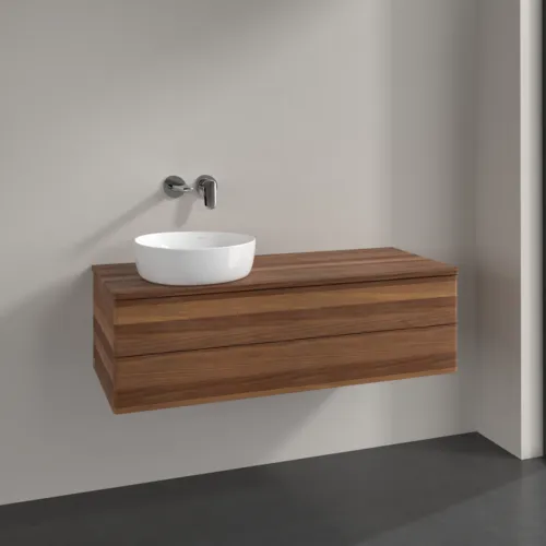 Bild von VILLEROY BOCH Antao Waschbeckenunterschrank, mit Beleuchtung, 2 Auszüge, 1200 x 360 x 500 mm, Front ohne Struktur, Warm Walnut / Warm Walnut #L22012HM