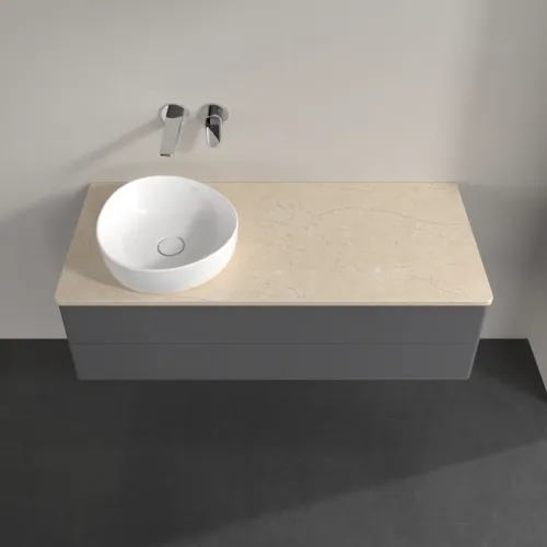 Bild von VILLEROY BOCH Antao Waschbeckenunterschrank, mit Beleuchtung, 2 Auszüge, 1200 x 360 x 500 mm, Front ohne Struktur, Anthracite Matt Lacquer / Botticino #L22013GK