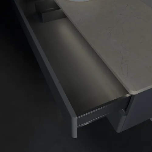 Bild von VILLEROY BOCH Antao Waschbeckenunterschrank, mit Beleuchtung, 2 Auszüge, 1200 x 360 x 500 mm, Front ohne Struktur, Anthracite Matt Lacquer / Botticino #L22013GK
