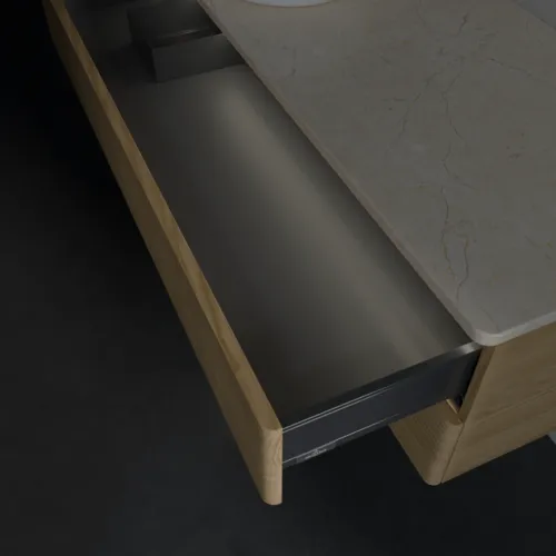 Bild von VILLEROY BOCH Antao Waschbeckenunterschrank, mit Beleuchtung, 2 Auszüge, 1200 x 360 x 500 mm, Front mit Struktur, Honey Oak / Botticino #L22113HN