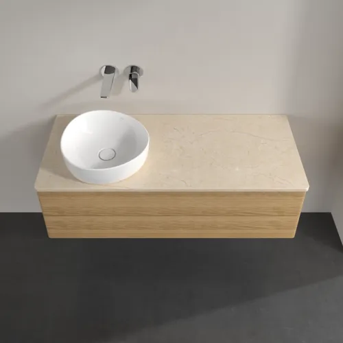 Bild von VILLEROY BOCH Antao Waschbeckenunterschrank, mit Beleuchtung, 2 Auszüge, 1200 x 360 x 500 mm, Front mit Struktur, Honey Oak / Botticino #L22113HN