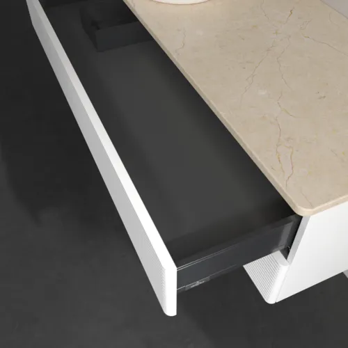 Bild von VILLEROY BOCH Antao Waschbeckenunterschrank, mit Beleuchtung, 2 Auszüge, 1200 x 360 x 500 mm, Front mit Struktur, White Matt Lacquer / Botticino #L22113MT