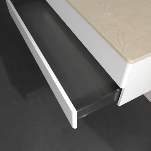 Bild von VILLEROY BOCH Antao Waschbeckenunterschrank, mit Beleuchtung, 2 Auszüge, 1200 x 360 x 500 mm, Front ohne Struktur, White Matt Lacquer / Botticino #L22053MT