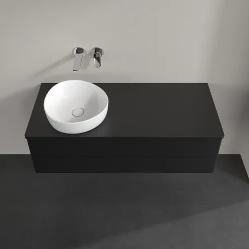 Bild von VILLEROY BOCH Antao Waschbeckenunterschrank, mit Beleuchtung, 2 Auszüge, 1200 x 360 x 500 mm, Front mit Struktur, Black Matt Lacquer / Black Matt Lacquer #L22110PD