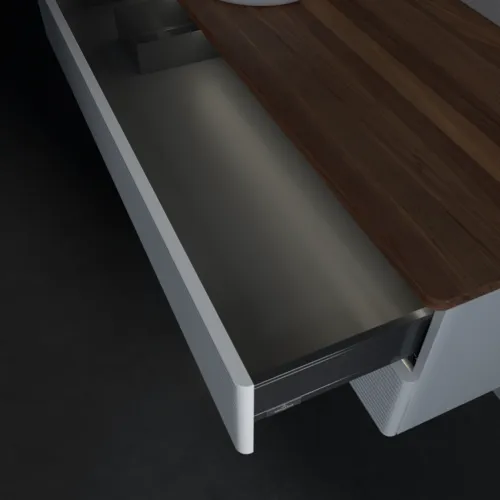 Bild von VILLEROY BOCH Antao Waschbeckenunterschrank, mit Beleuchtung, 2 Auszüge, 1200 x 360 x 500 mm, Front mit Struktur, Glossy White Lacquer / Warm Walnut #L22112GF