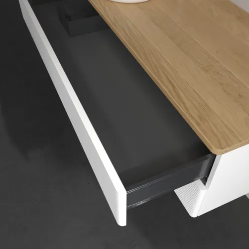 Bild von VILLEROY BOCH Antao Waschbeckenunterschrank, mit Beleuchtung, 2 Auszüge, 1200 x 360 x 500 mm, Front mit Struktur, White Matt Lacquer / Honey Oak #L22151MT