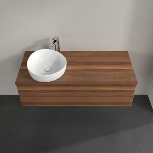 Bild von VILLEROY BOCH Antao Waschbeckenunterschrank, mit Beleuchtung, 2 Auszüge, 1200 x 360 x 500 mm, Front ohne Struktur, Warm Walnut / Warm Walnut #L22052HM
