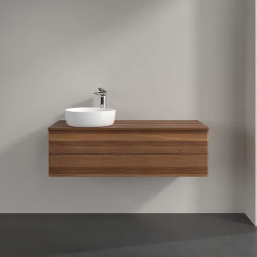 Bild von VILLEROY BOCH Antao Waschbeckenunterschrank, mit Beleuchtung, 2 Auszüge, 1200 x 360 x 500 mm, Front ohne Struktur, Warm Walnut / Warm Walnut #L22052HM