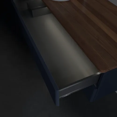 Bild von VILLEROY BOCH Antao Waschbeckenunterschrank, mit Beleuchtung, 2 Auszüge, 1200 x 360 x 500 mm, Front mit Struktur, Midnight Blue Matt Lacquer / Warm Walnut #L22152HG