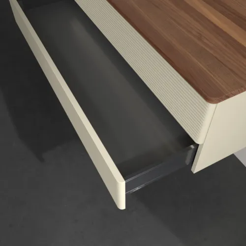 Bild von VILLEROY BOCH Antao Waschbeckenunterschrank, mit Beleuchtung, 2 Auszüge, 1200 x 360 x 500 mm, Front mit Struktur, Silk Grey Matt Lacquer / Warm Walnut #L22152HJ