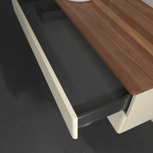 Bild von VILLEROY BOCH Antao Waschbeckenunterschrank, mit Beleuchtung, 2 Auszüge, 1200 x 360 x 500 mm, Front mit Struktur, Silk Grey Matt Lacquer / Warm Walnut #L22152HJ