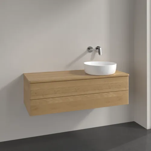 Bild von VILLEROY BOCH Antao Waschbeckenunterschrank, mit Beleuchtung, 2 Auszüge, 1200 x 360 x 500 mm, Front ohne Struktur, Honey Oak / Honey Oak #L23011HN