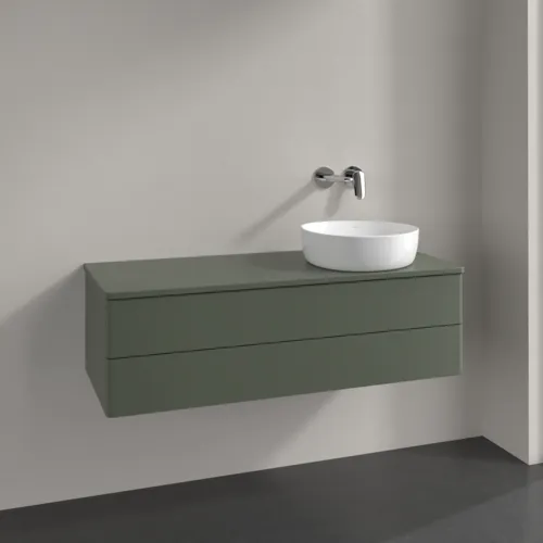 Bild von VILLEROY BOCH Antao Waschbeckenunterschrank, mit Beleuchtung, 2 Auszüge, 1200 x 360 x 500 mm, Front ohne Struktur, Leaf Green Matt Lacquer / Leaf Green Matt Lacquer #L23010HL