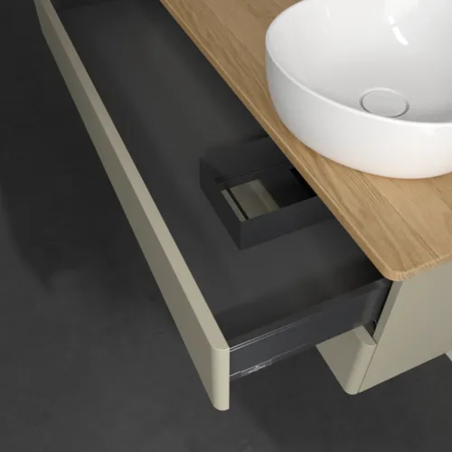 Bild von VILLEROY BOCH Antao Waschbeckenunterschrank, mit Beleuchtung, 2 Auszüge, 1200 x 360 x 500 mm, Front ohne Struktur, Stone Grey Matt Lacquer / Honey Oak #L23011HK