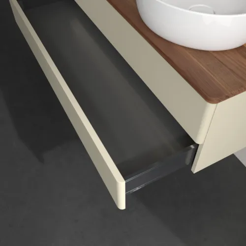 Bild von VILLEROY BOCH Antao Waschbeckenunterschrank, mit Beleuchtung, 2 Auszüge, 1200 x 360 x 500 mm, Front ohne Struktur, Silk Grey Matt Lacquer / Warm Walnut #L23012HJ