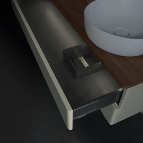 Bild von VILLEROY BOCH Antao Waschbeckenunterschrank, mit Beleuchtung, 2 Auszüge, 1200 x 360 x 500 mm, Front ohne Struktur, Silk Grey Matt Lacquer / Warm Walnut #L23012HJ