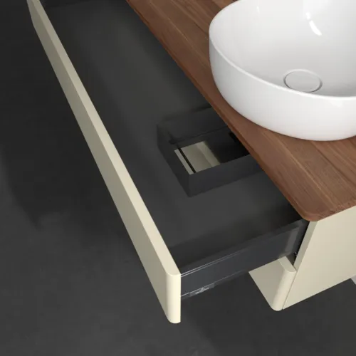 Bild von VILLEROY BOCH Antao Waschbeckenunterschrank, mit Beleuchtung, 2 Auszüge, 1200 x 360 x 500 mm, Front ohne Struktur, Silk Grey Matt Lacquer / Warm Walnut #L23012HJ