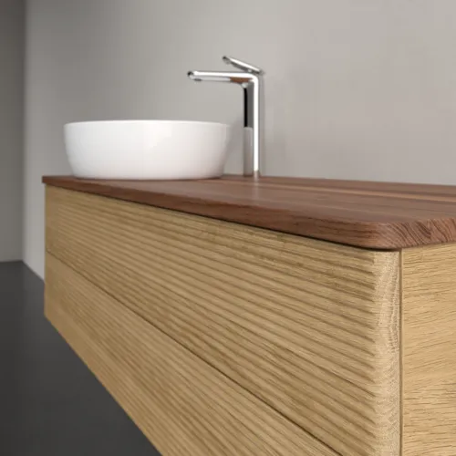 VILLEROY BOCH Antao Waschbeckenunterschrank, mit Beleuchtung, 2 Auszüge, 1200 x 360 x 500 mm, Front mit Struktur, Honey Oak / Warm Walnut #L22152HN, Bild 5