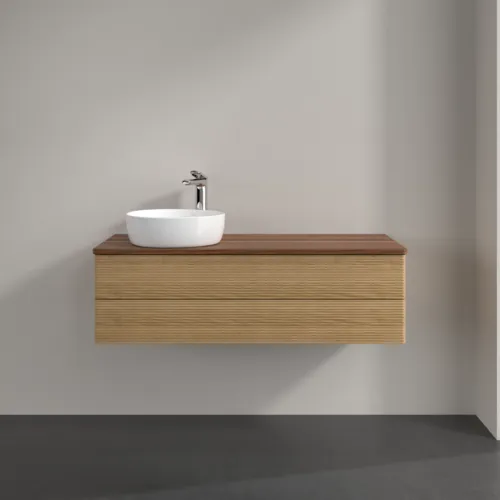 VILLEROY BOCH Antao Waschbeckenunterschrank, mit Beleuchtung, 2 Auszüge, 1200 x 360 x 500 mm, Front mit Struktur, Honey Oak / Warm Walnut #L22152HN, Bild 3